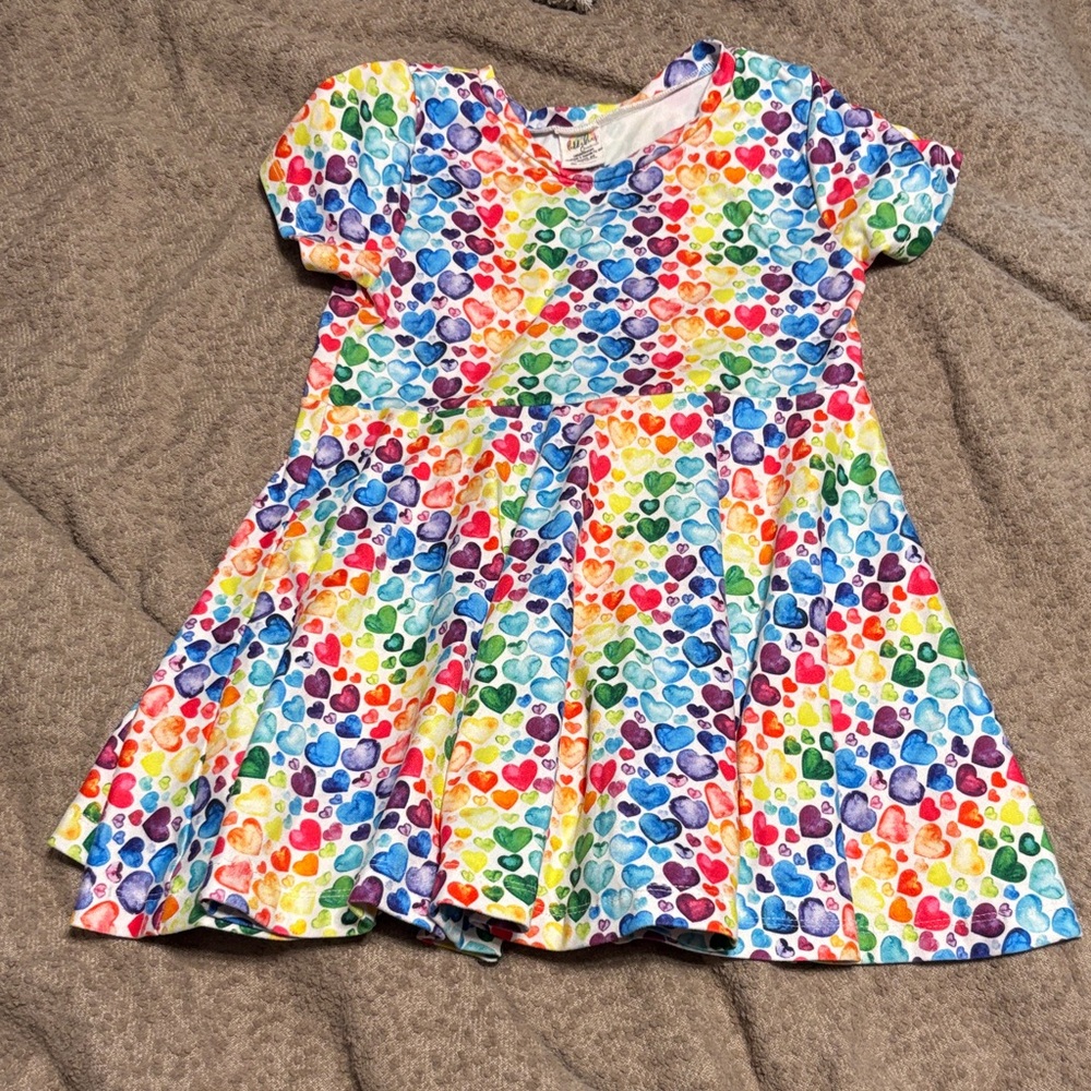 Vibrant Heart Pattern Kids Dress